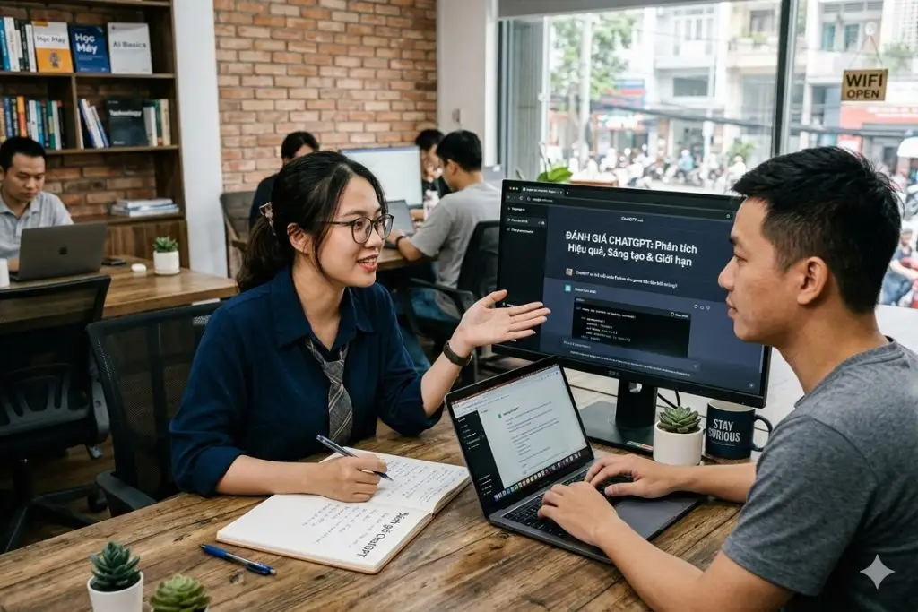 Đánh giá ChatGPT. 2 đồng nghiệp đang thảo luận về ChatGPT