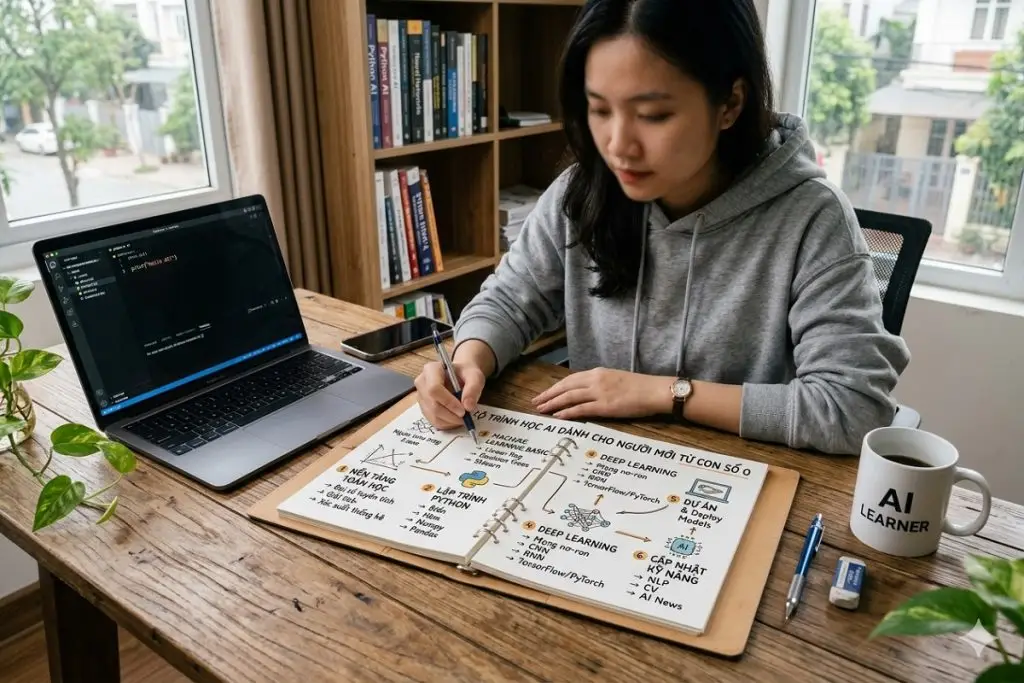 Học AI bắt đầu từ đâu? Lộ trình học AI dành cho người mới từ con số 0