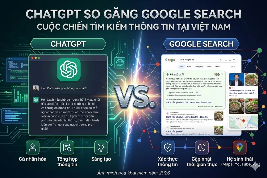 ChatGPT có thay thế Google không? ChatGPT so găng Google Search