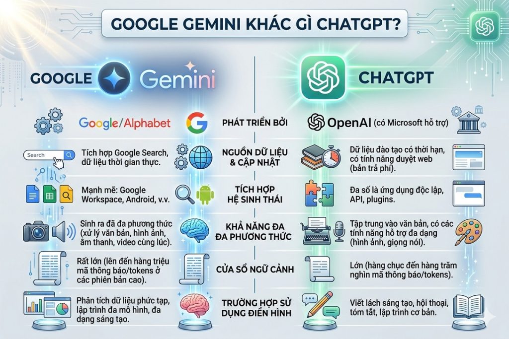 Google Gemini khác gì ChatGPT?