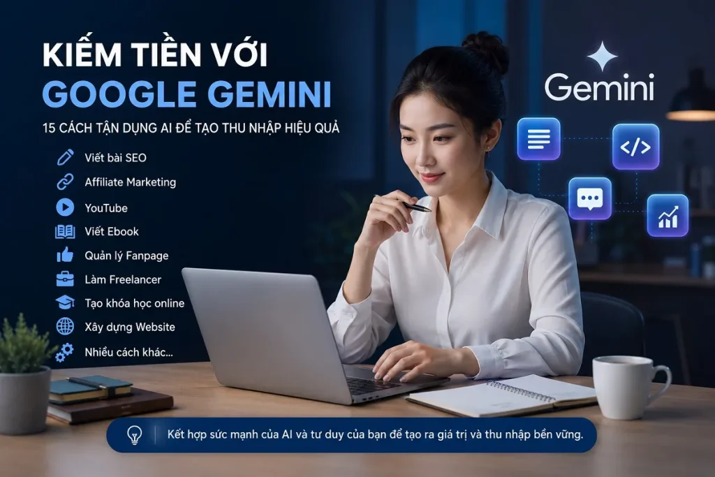 Ảnh 1 tóm tắt 15 cách kiếm tiền với Google Gemini