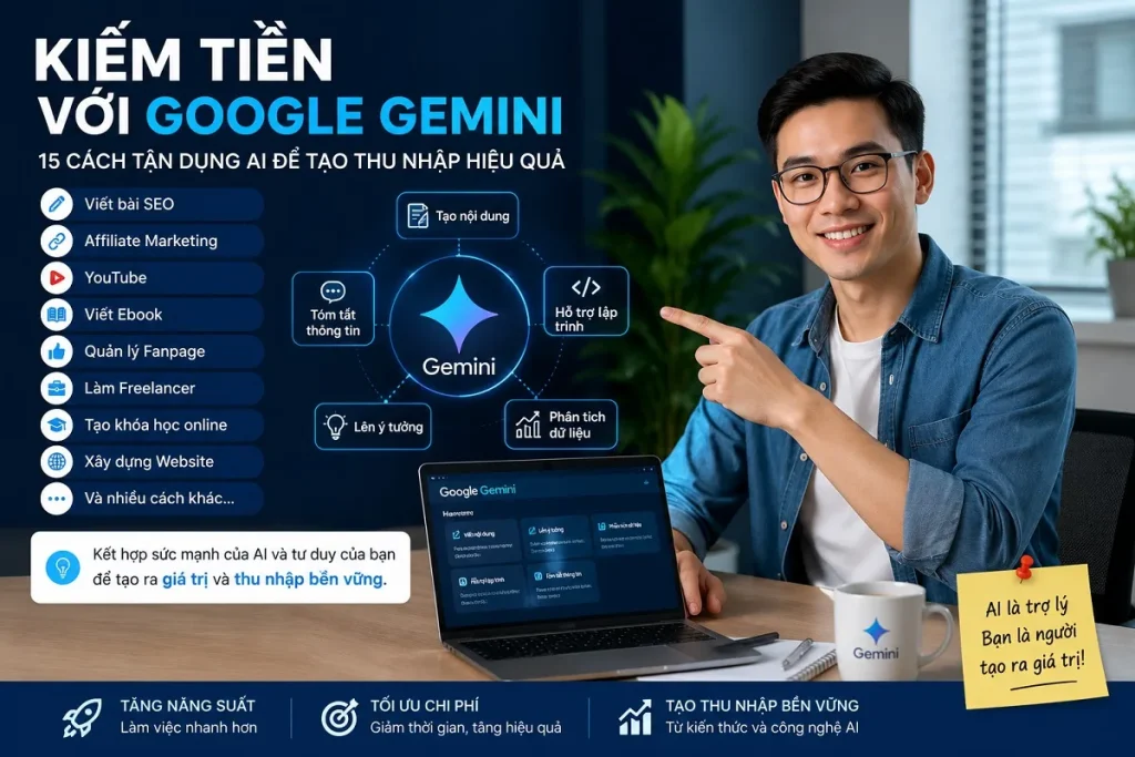 Ảnh 2 tóm tắt 15 cách kiếm tiền với Google Gemini