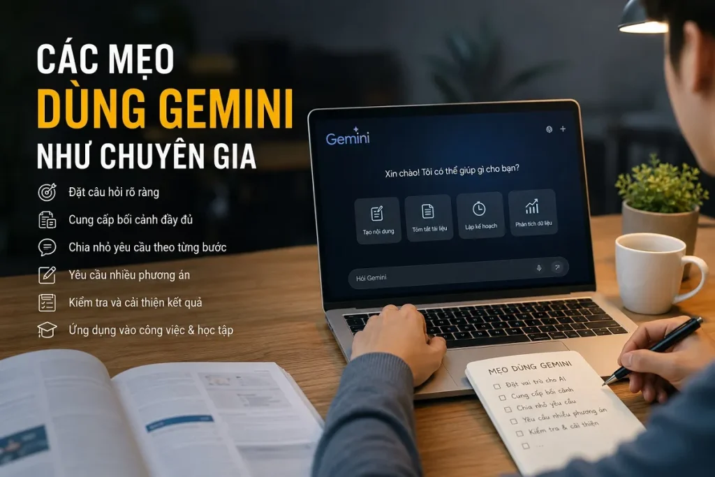Hình 1 mô tả các mẹo dùng Gemini như chuyên gia