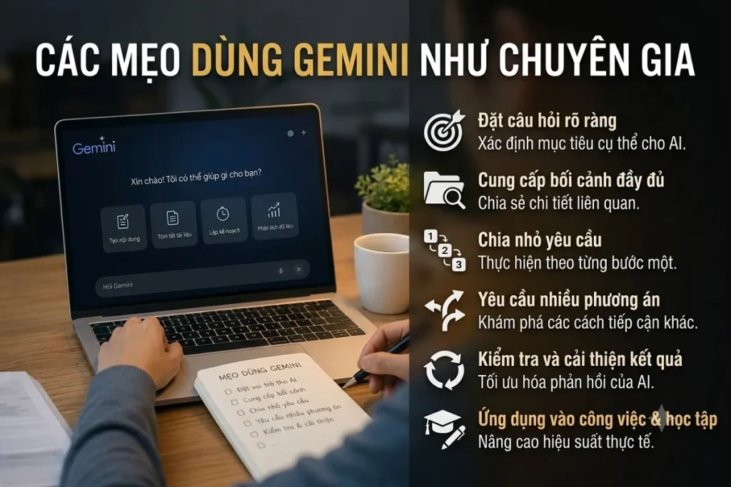 Hình 2 mô tả các mẹo dùng Gemini như chuyên gia