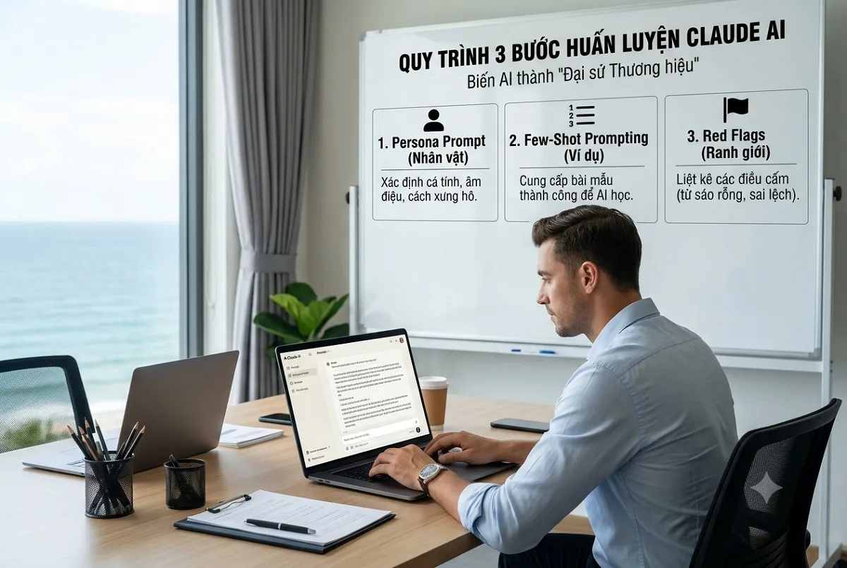 Claude AI cho Marketing. Quy trình 3 bước huấn luyện Claude AI