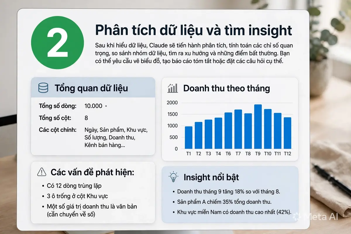 Claude AI phân tích dữ liệu. Phân tích dữ liệu và tìm insight