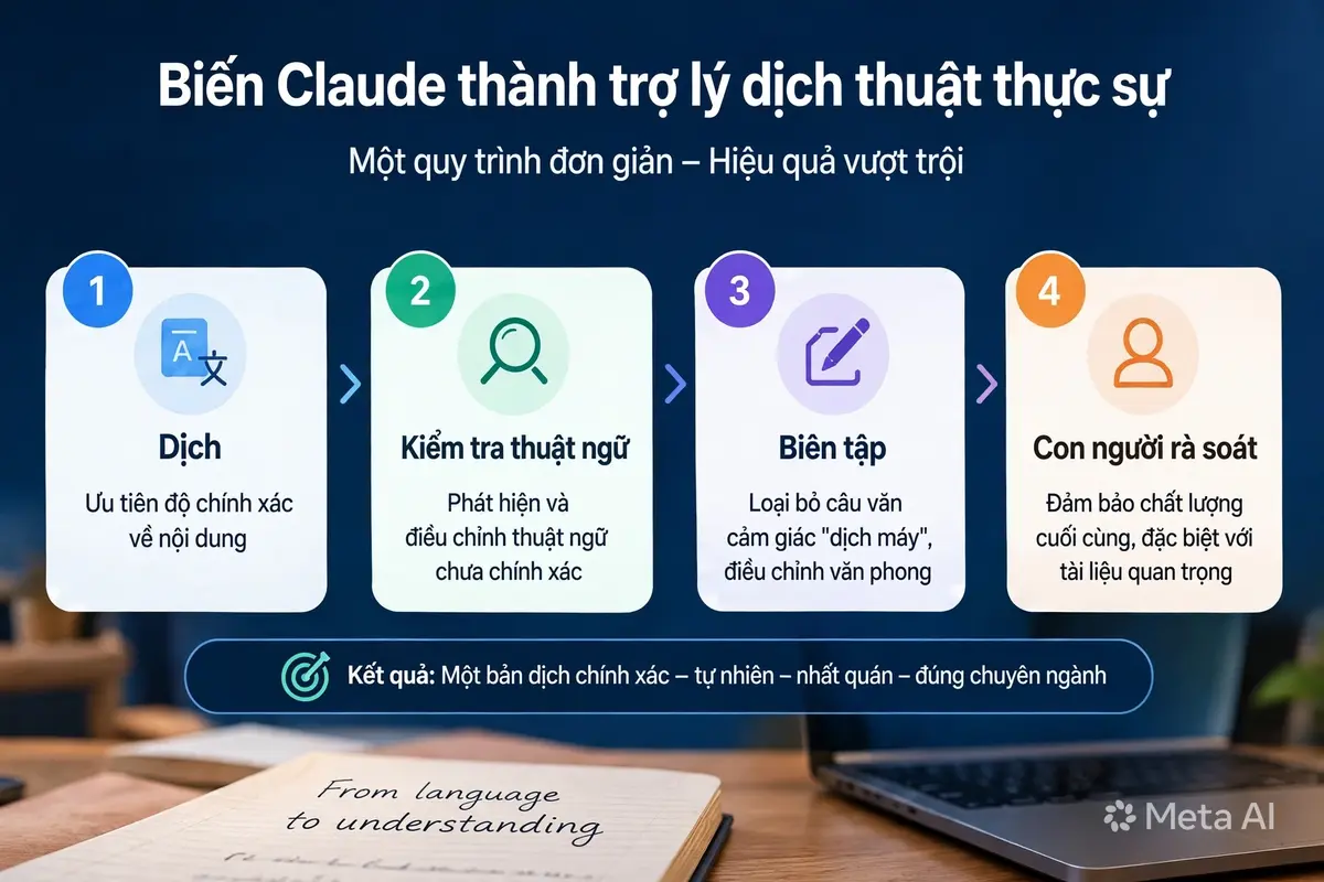 Claude AI làm trợ lý dịch thuật. Quy trình 4 bước biến Claude thành trợ lý dịch thuật thực sự