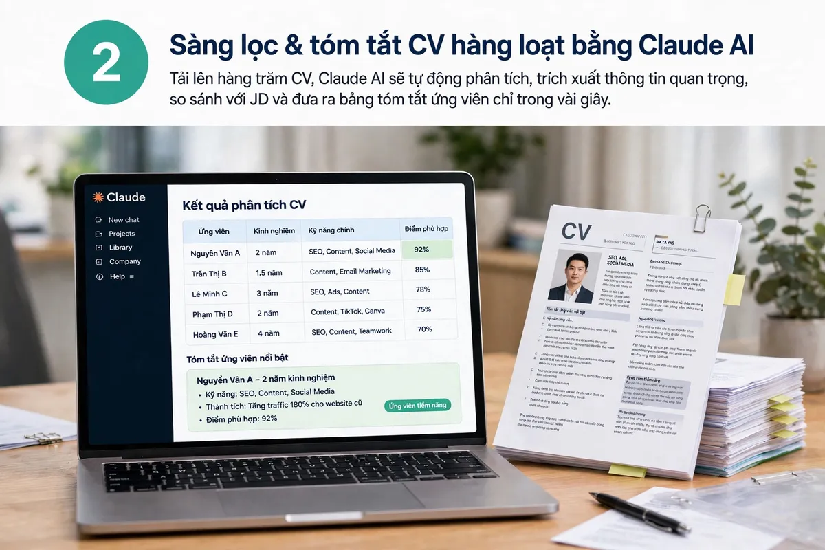 Tự động hóa công việc nhân sự. Sàng lọc và tóm tắt CV hàng loạt bằng Claude AI